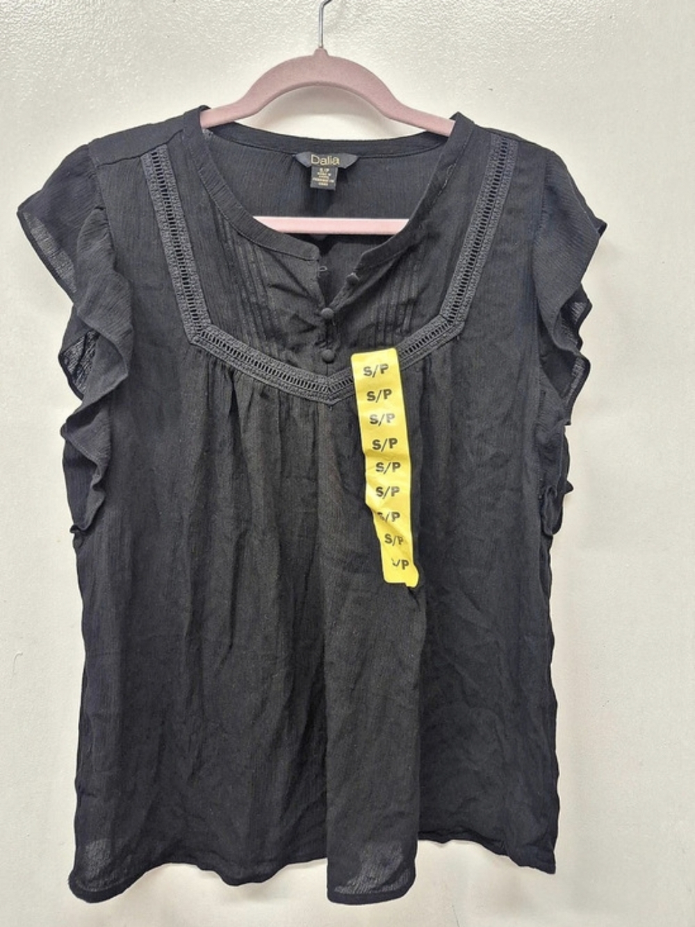 🌼5/$20 Dalia Ruffle Sleeve Blouse in Black Small NWT